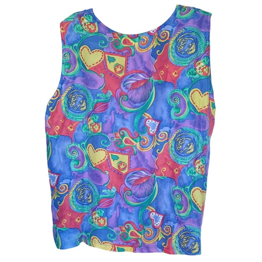 VTG Lauren Brooke Silk Blouse Women's 22W Colorful Abstract Design Artsy Boho - Picture 2 of 7